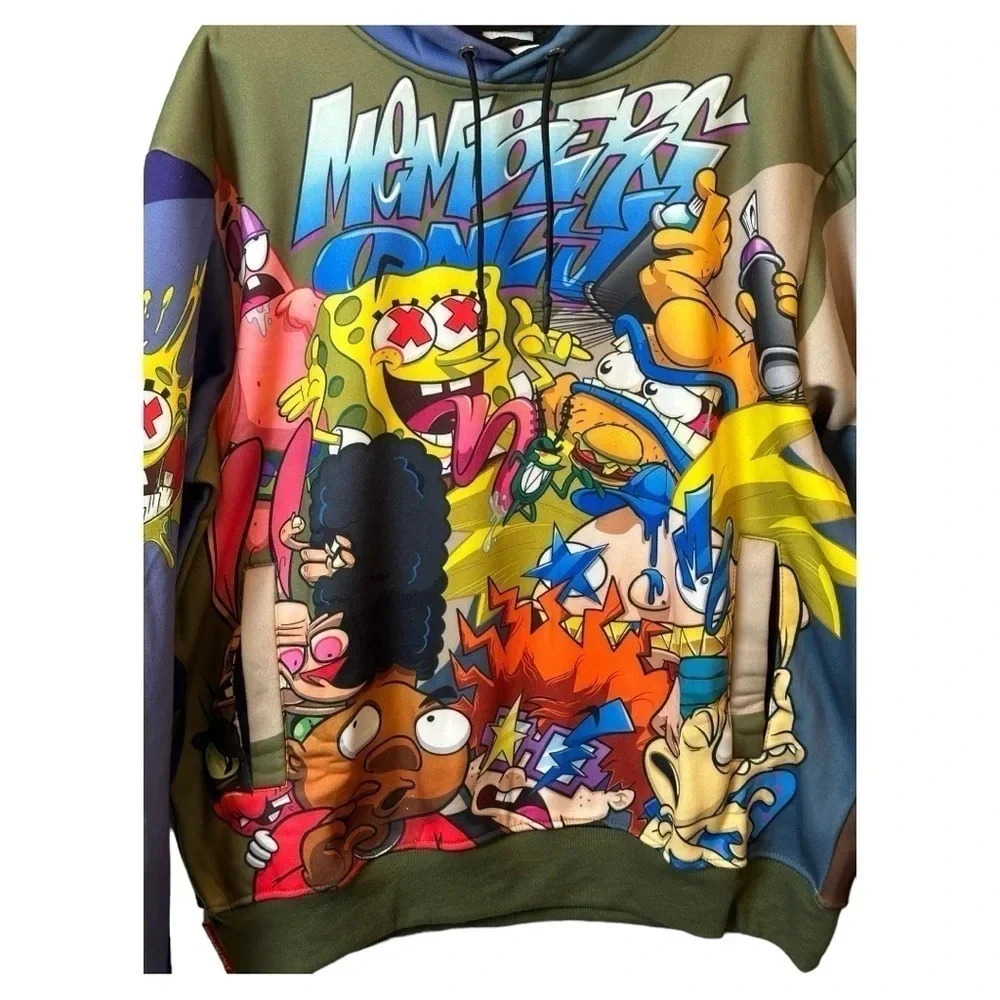 Members Only Nickelodeon Pullover Hoodie New Mens L SpongeBob Arnold Rugrats - Picture 3 of 14